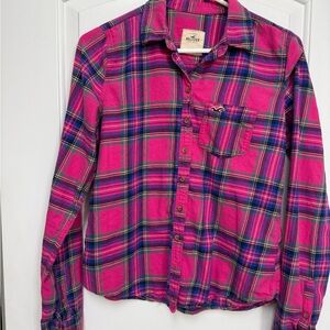 Hollister Woman’s  Pink and Blue Plaid Shirt